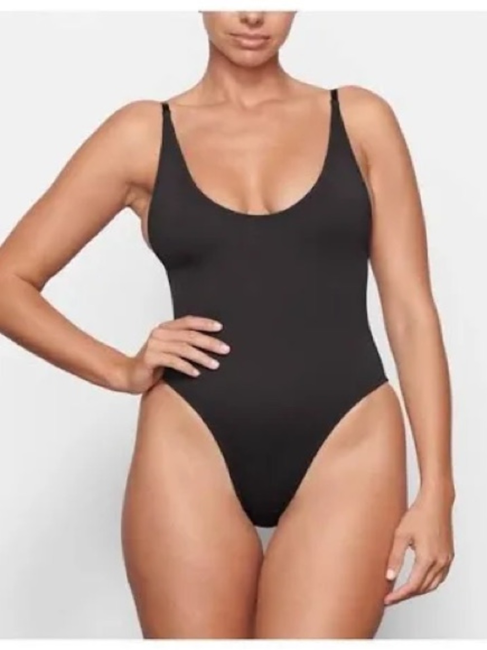 Signature swim scoop neck onepiece color onyx